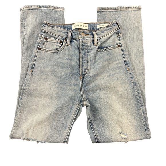 Denim Forum Arlo High Rise Straight Jeans - Light Blue - Picture 4 of 6